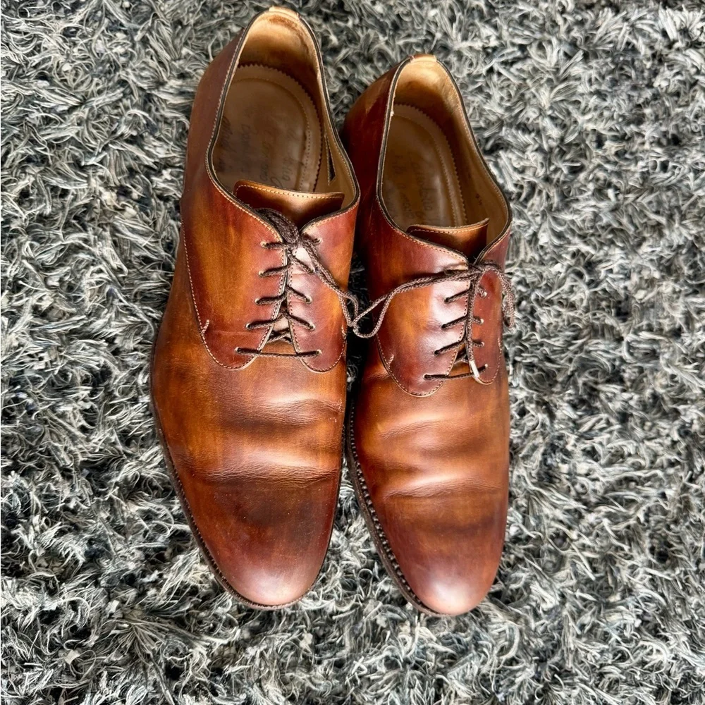 Harris Handmade Italian Leather Oxfords – Brown Patina size 9 1/2 - Picture 3 of 9